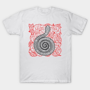 Tribal Snake Ink Art Tattoo Red Black T-Shirt